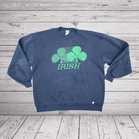 Vintage 90s Russell Athletic Sweatshirt Irish Shamrock Size XXL 2XL - Picture 1 of 8